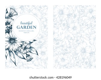 Vector greeting card, posters, flyers, cover, brochures, invitation, birthday, wedding and save the date template design cards. Vintage floral background pattern. 
