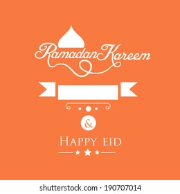 Vector greeting card for Ramdan Kareem and Eid festival of Muslim community.