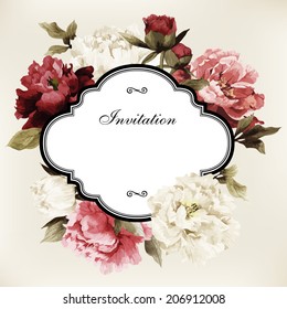 Vector greeting card with roses, can be used as invitation card for wedding, birthday and other holiday and  summer background