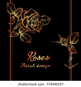 Vector greeting card with roses, can be used as invitation card for wedding, birthday and other holiday and summer background