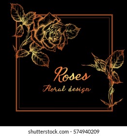 Vector greeting card with roses, can be used as invitation card for wedding, birthday and other holiday and summer background