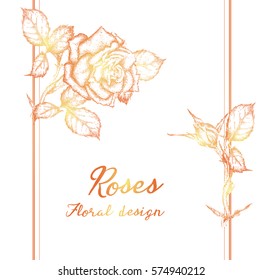 Vector greeting card with roses, can be used as invitation card for wedding, birthday and other holiday and summer background