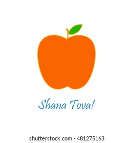 Vector greeting card for Rosh Hashanah (Jewish New Year). "Shana Tova" (Happy New Year).Apple on white background