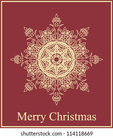 Vector greeting card with snowflake, dedicated to Merry Christmas and Happy New Year