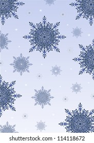 Vector greeting card with snowflake, dedicated to Merry Christmas and Happy New Year