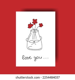 Vector. Greeting card for St. Valentine's Day, Birthday, women's day and wedding design. Colorful background in cartoon style, hand drawn symbols. The concept of love, infatuation, passion.