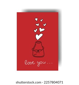 Vector. Greeting card for St. Valentine's Day, Birthday, women's day and wedding design. Colorful background in cartoon style, hand drawn symbols. The concept of love, infatuation, passion.