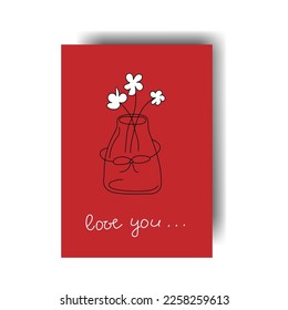 Vector. Greeting card for St. Valentine's Day, Birthday, women's day and wedding design. Colorful background in cartoon style, hand drawn symbols. The concept of love, infatuation, passion.