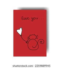 Vector. Greeting card for St. Valentine's Day, Birthday, women's day and wedding design. Colorful background in cartoon style, hand drawn symbols. The concept of love, infatuation, passion.