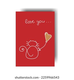 Vector. Greeting card for St. Valentine's Day, Birthday, women's day and wedding design. Colorful background in cartoon style, hand drawn symbols. The concept of love, infatuation, passion.
