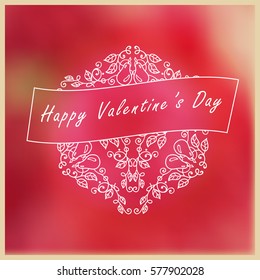 Vector greeting card for St Valentines day. Beautiful ornate illustration in vintage style, abstract pink and red background, vintage style 