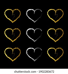Tarjeta de felicitación vectorial en grunge de estilo. El amor siempre gana.  Elementos aislados en el fondo negro.  Celebración, boda, para afiches, impresión, papel pintado, web.