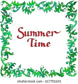 Vector greeting card Summer. Hand written calligraphy. 