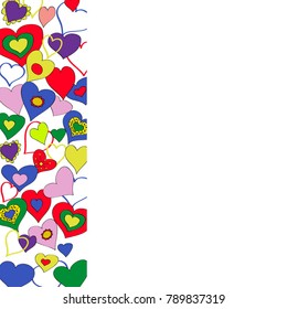 Vector greeting card template with hand drawn hearts and space for text. Happy Valentine's Day! Happy Birthday! Happy Mother's Day! Happy Women Day!