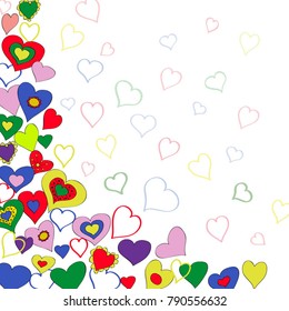 Vector greeting card template with hand drawn hearts and space for text. Happy Valentine's Day! Happy Birthday! Happy Mother's Day! Happy Women Day!