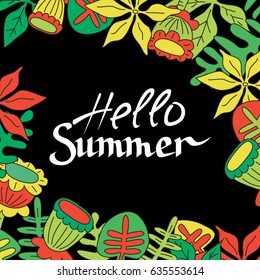Vector greeting card template with handwritten text.