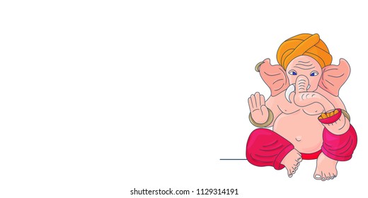 Vector greeting card template illustration for Ganesh Chaturthi Festivity: Lord Ganesha also known as Ganapati, Vinayaka, Pillaiyar and Binayak. Lord Ganapati and place for greeting text or copy.