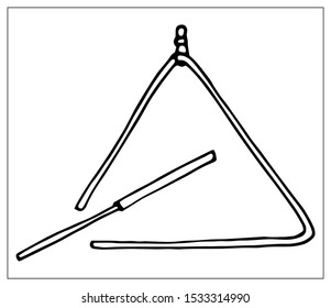 Vector greeting card with triangle. Cartoon monochrome isolated objects on a white background. Linear hand drawn illustration.