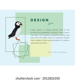 Tarjeta vectorial de bienvenida con plantas tropicales para vacaciones o fiestas. Pajarito atlántico Colores pasteles.