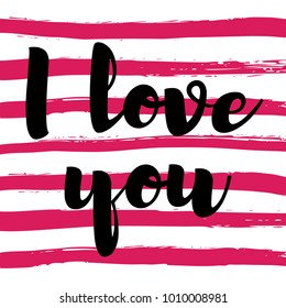 Vector greeting card for Valentine's Day. I love you typographical elements, lettering