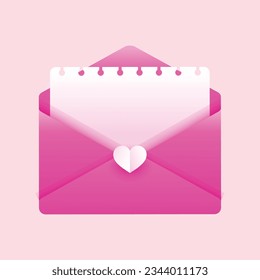 Vektor Grußkarte für den Valentinstag. offener Umschlag mit Karte und Herz