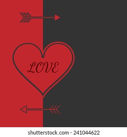 Vector greeting card for Valentine's Day, heart, arrows