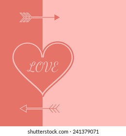 Vector greeting card for Valentine's Day, heart, arrows