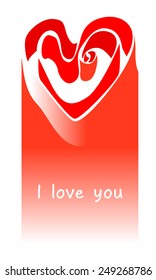 Vector greeting card for Valentine's Day with hearts I love you