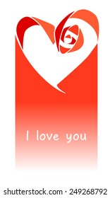 Vector greeting card for Valentine's Day with hearts I love you