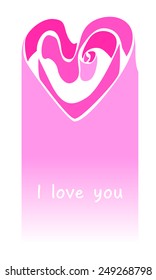 Vector greeting card for Valentine's Day with hearts I love you