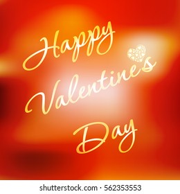 Vector greeting card for Valentine's Day. Bright shiny gold hearts on the red isolated background.