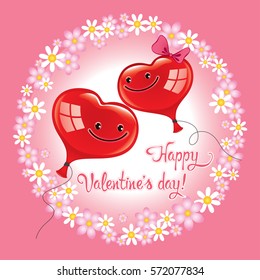 Vector greeting card for Valentine's day two loving hearts