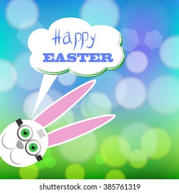 Vector Greeting Card with White Easter Rabbit.