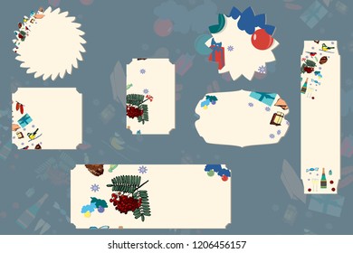 Vector greeting card with winter design elements.