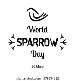 Vector Greeting Card for World Sparrow Day in Minimal Style with Bird Sign or Logo