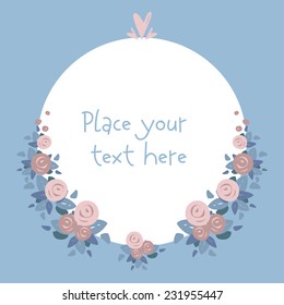 Vector Greeting Card with wreath of roses 