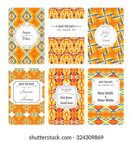 Vector greeting cards collection in Indian style. Ideal for Save The Date, mothers day, birthday cards, invitations. Set of perfect vector card templates.