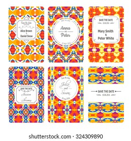 Vector greeting cards collection in Indian style. Ideal for Save The Date, mothers day, birthday cards, invitations. Set of perfect vector card templates.