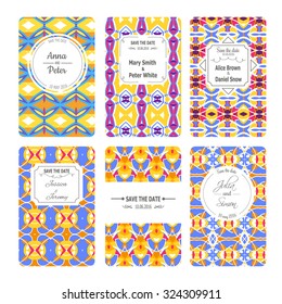Vector greeting cards collection in Indian style. Ideal for Save The Date, mothers day, birthday cards, invitations. Set of perfect vector card templates.