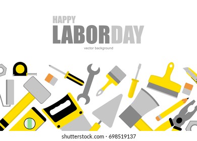Vector greeting cart for Labor Day with flat tools