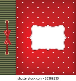 Vector greeting christmas card with bow. Space for your text or picture.