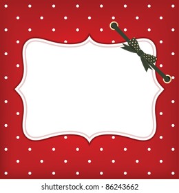 Vector Greeting Christmas Card With Frame And Bow. Space For Your Text Or Picture.