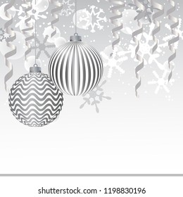 Vector greeting Christmas card with snowflakes and space for text. 