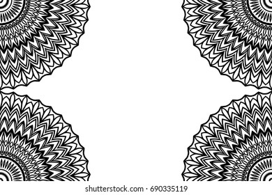 Vector greeting with decor floral ornament. Black and White color. For greeting card, invitation design