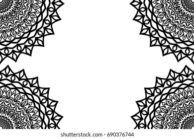 Vector greeting with decor floral ornament. Black and White color. For greeting card, invitation design