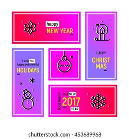 Vector greeting design concept for email, newsletter and formal corporate greeting. New Year 2017 web template super bright collection