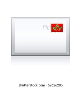 Vector greeting  envelope with Christmas stamp.