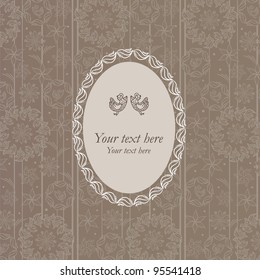 Vector greeting frame with pair of birds