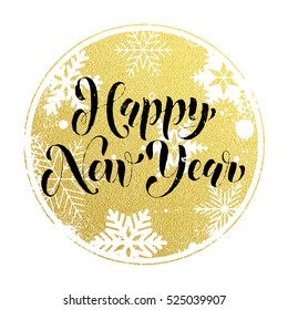 Vektor Gruß für glückliches neues Jahr der Winter golden und silberner Kristall Schneeflocken Ornamente. Goldene Weihnachtsdekoration, Vektorplakat oder -karte mit glänzender Goldfolie