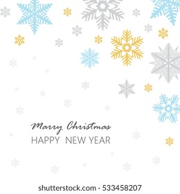 Vector greeting illustration with   snowflake. Christmas and New Year Typographical .